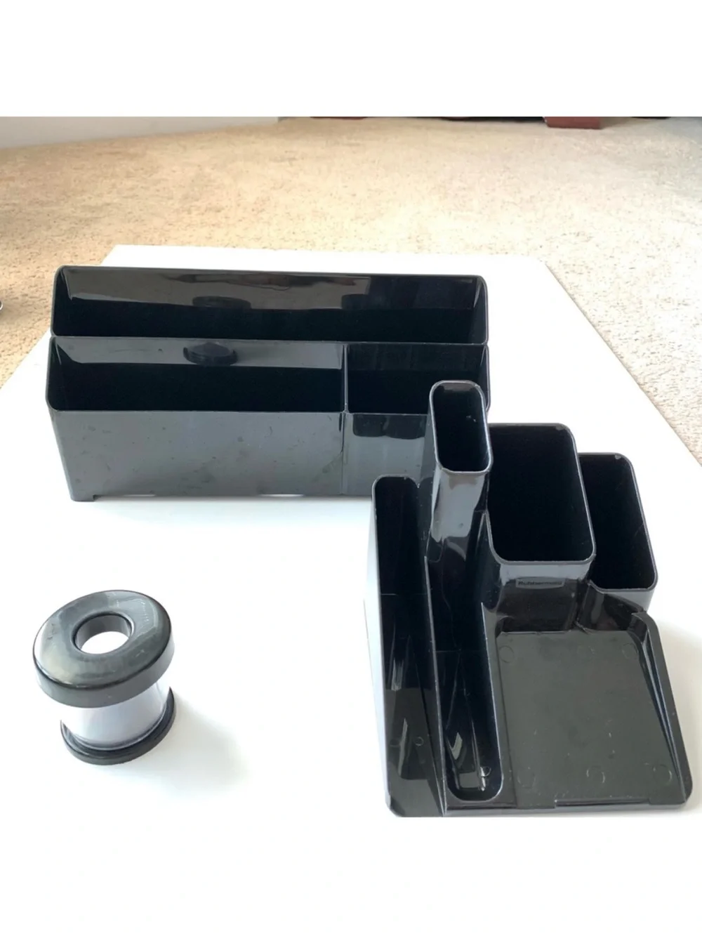 Set of 3 Office Desk Stationary Black